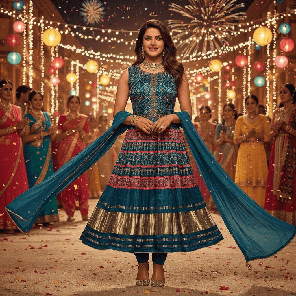 Midnight Teal Anarkali — Suit Set at Trendy Closet, Morrisville NC