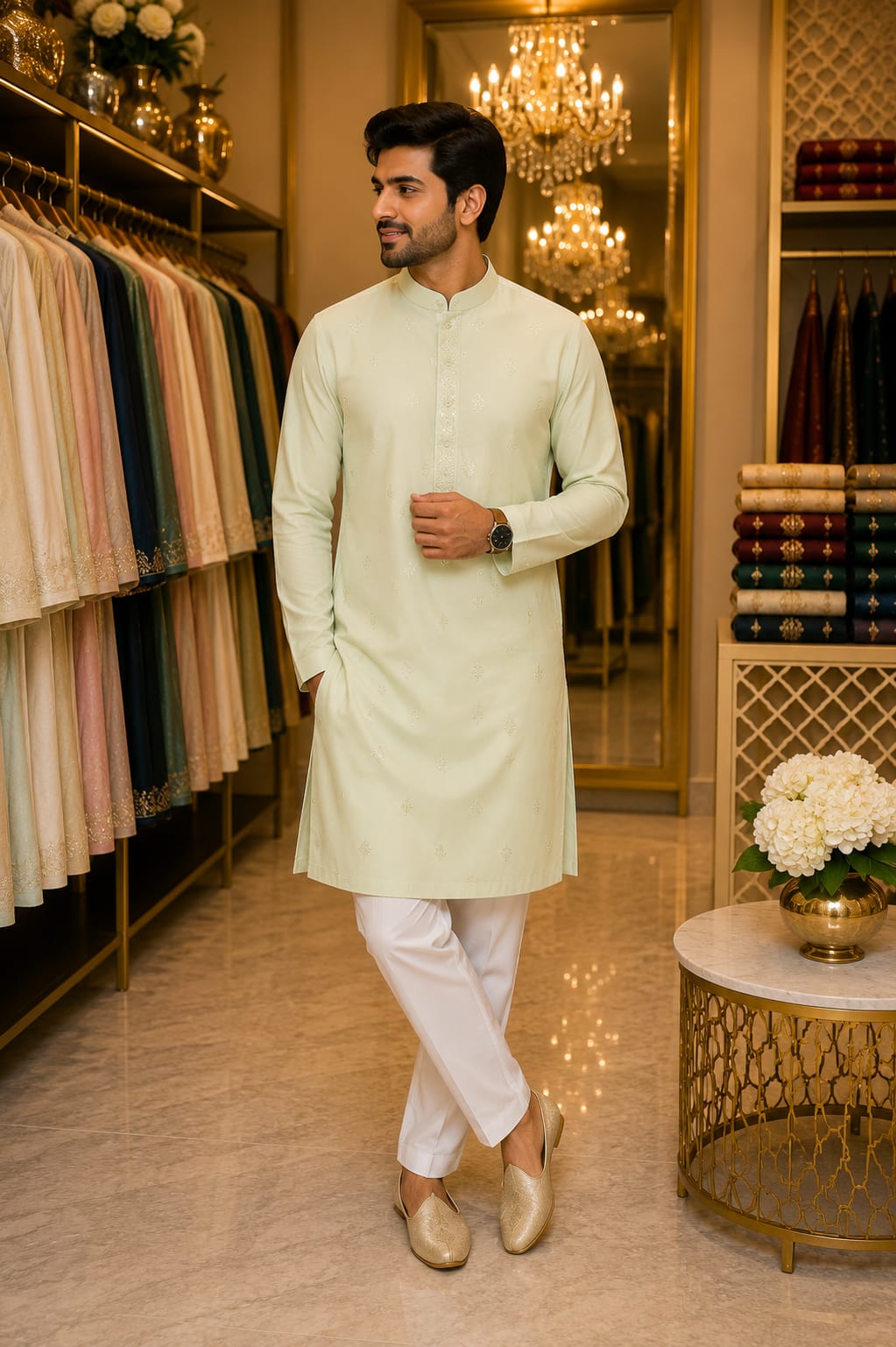 Mint Serenity Kurta — Men's Wear at Trendy Closet, Morrisville NC