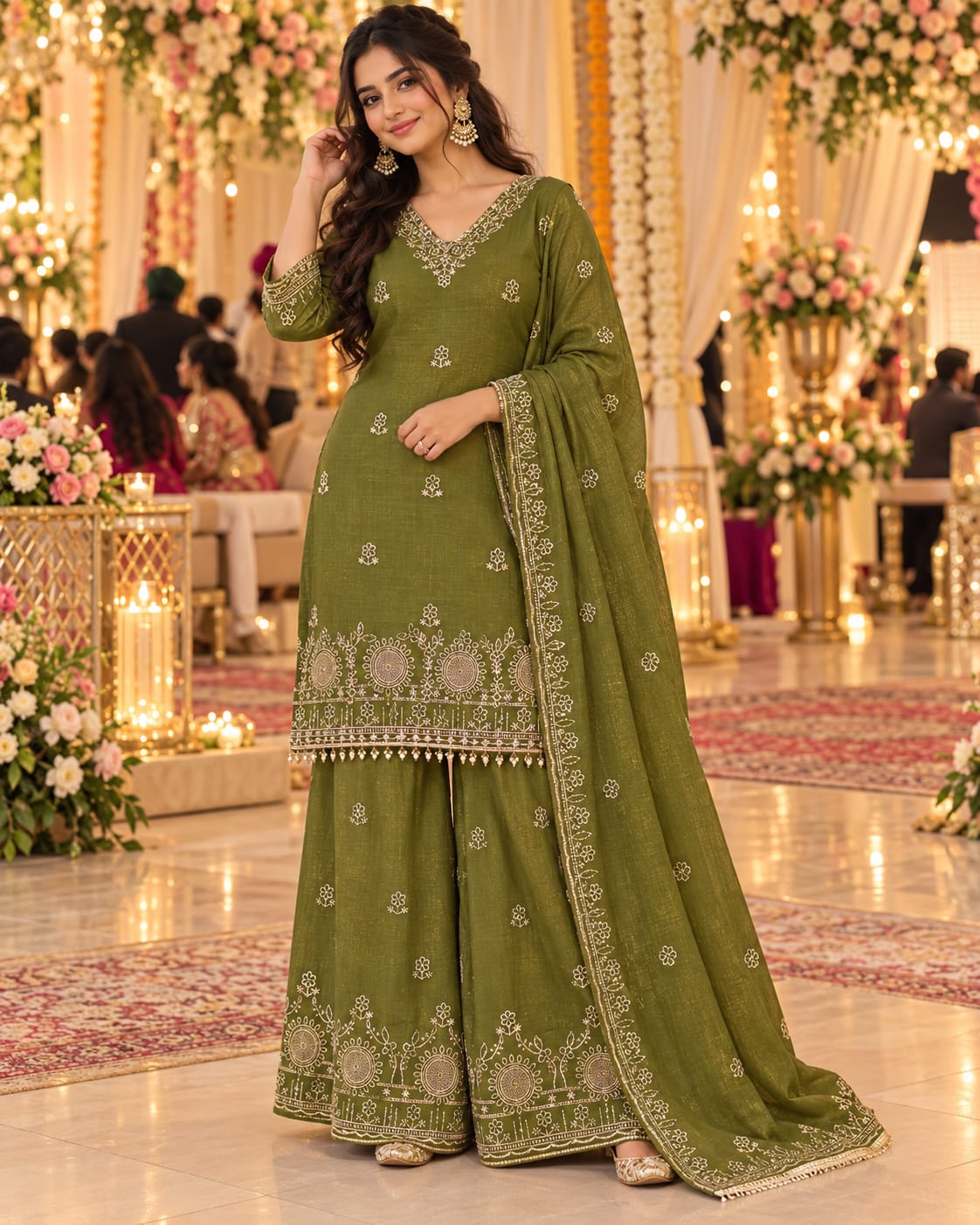 Emerald Meadow Sharara Set — Sharara Suits at Trendy Closet, Morrisville NC