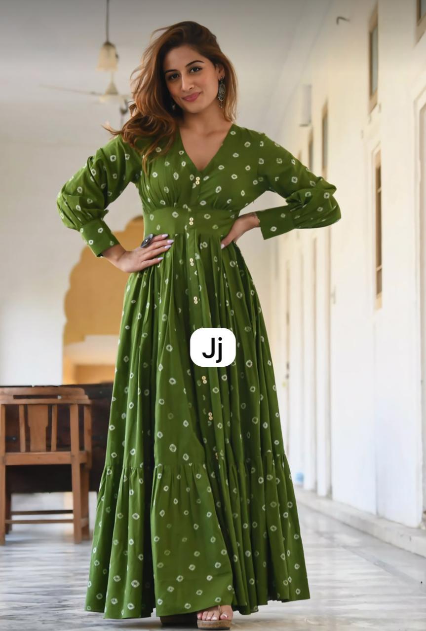 Verdant Bandhej Maxi Gown — Indo-Western at Trendy Closet, Morrisville NC