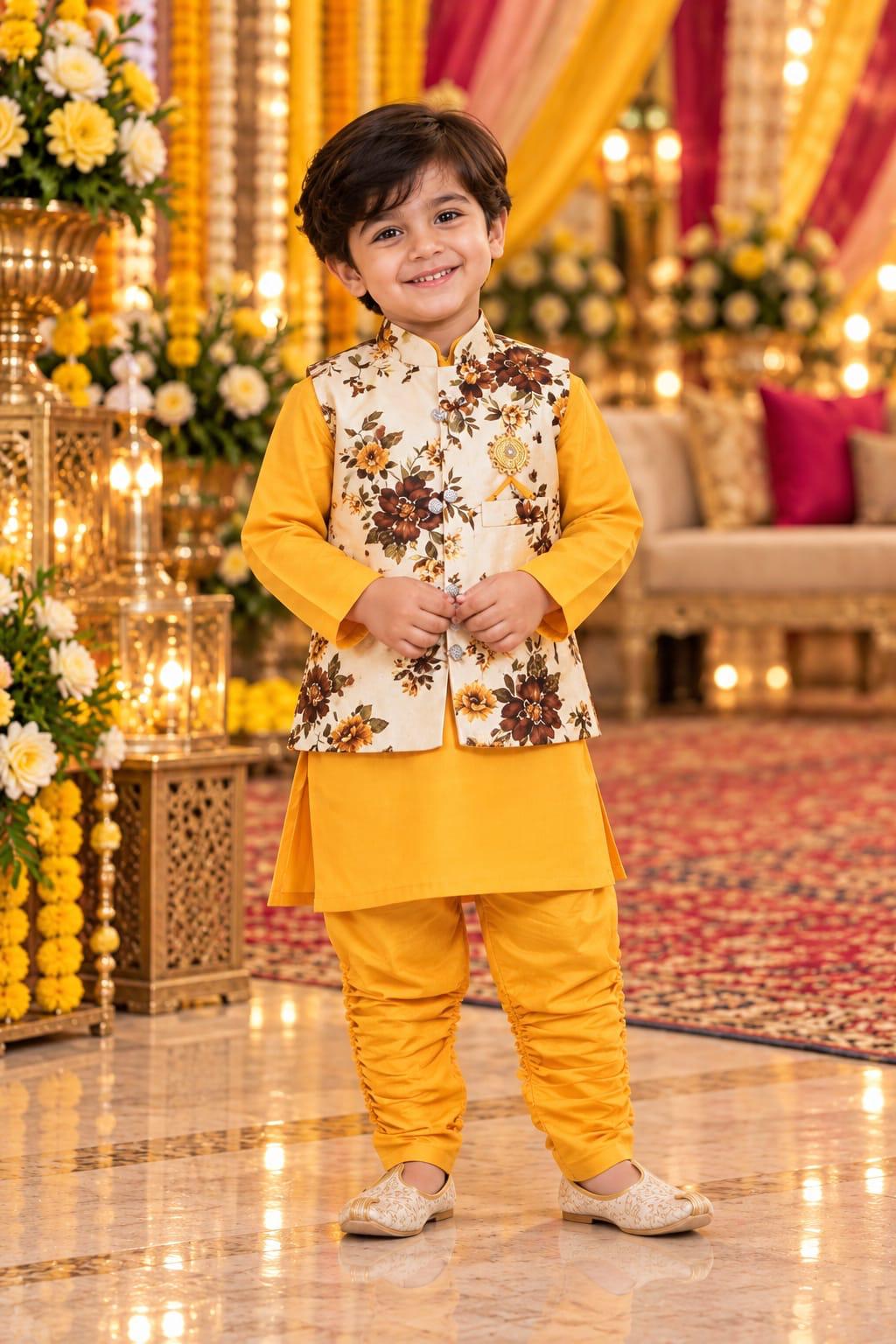 Saffron Meadow Kurta Set — Kids - Boy at Trendy Closet, Morrisville NC