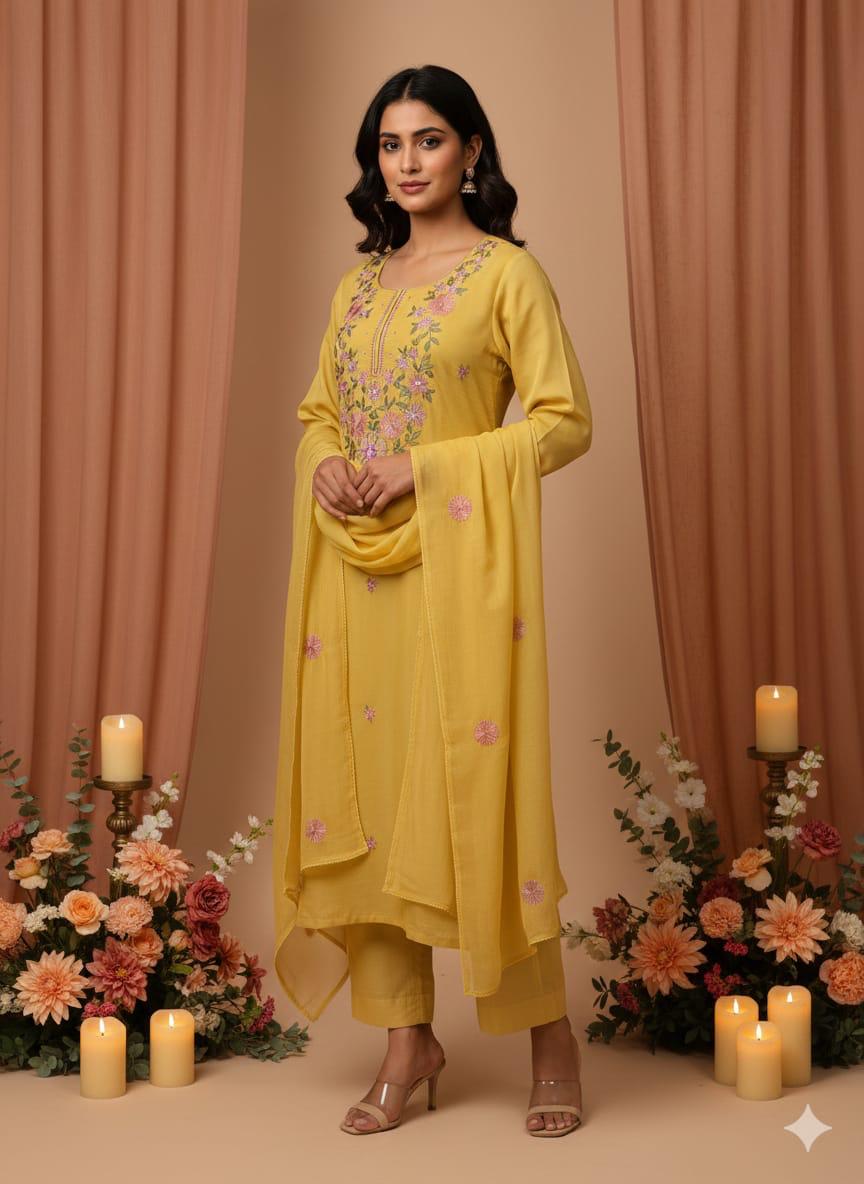 Sunshine Petals Salwar Suit — Suit Set at Trendy Closet, Morrisville NC
