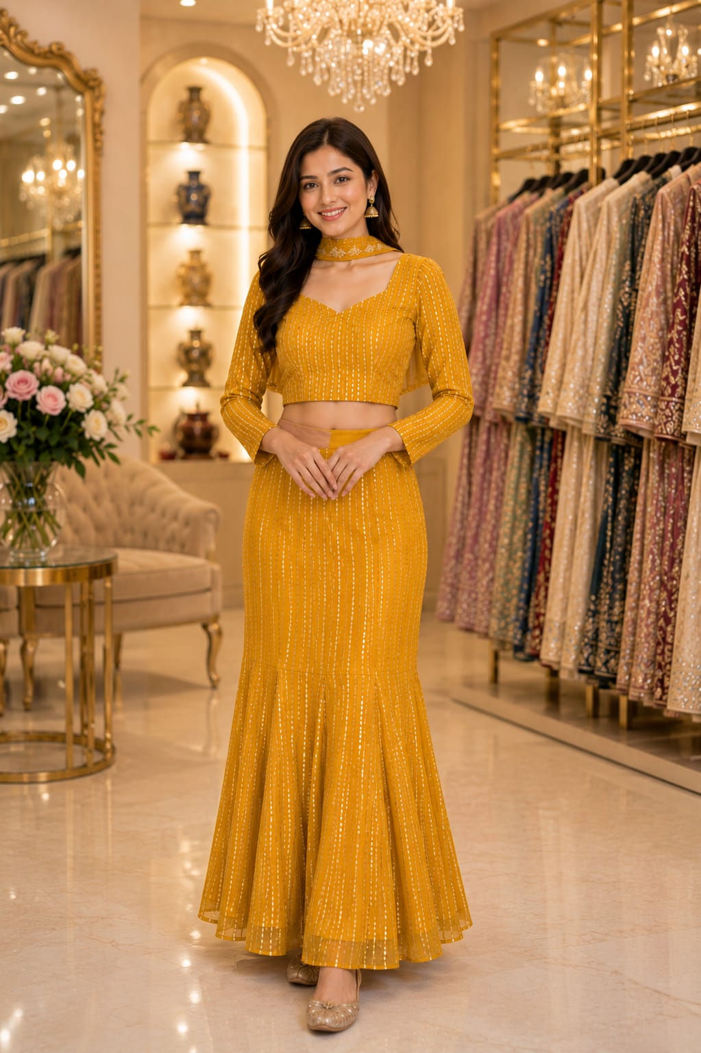Sunshine Sequin Mermaid Dress — Indo-Western at Trendy Closet, Morrisville NC