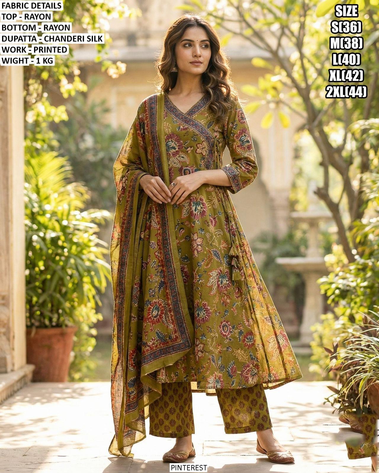 Meadow Bloom Angrakha — Suit Set at Trendy Closet, Morrisville NC