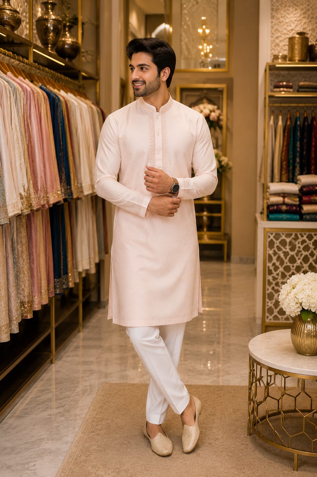 Blush Serenity Kurta Set — Men's Wear at Trendy Closet, Morrisville NC