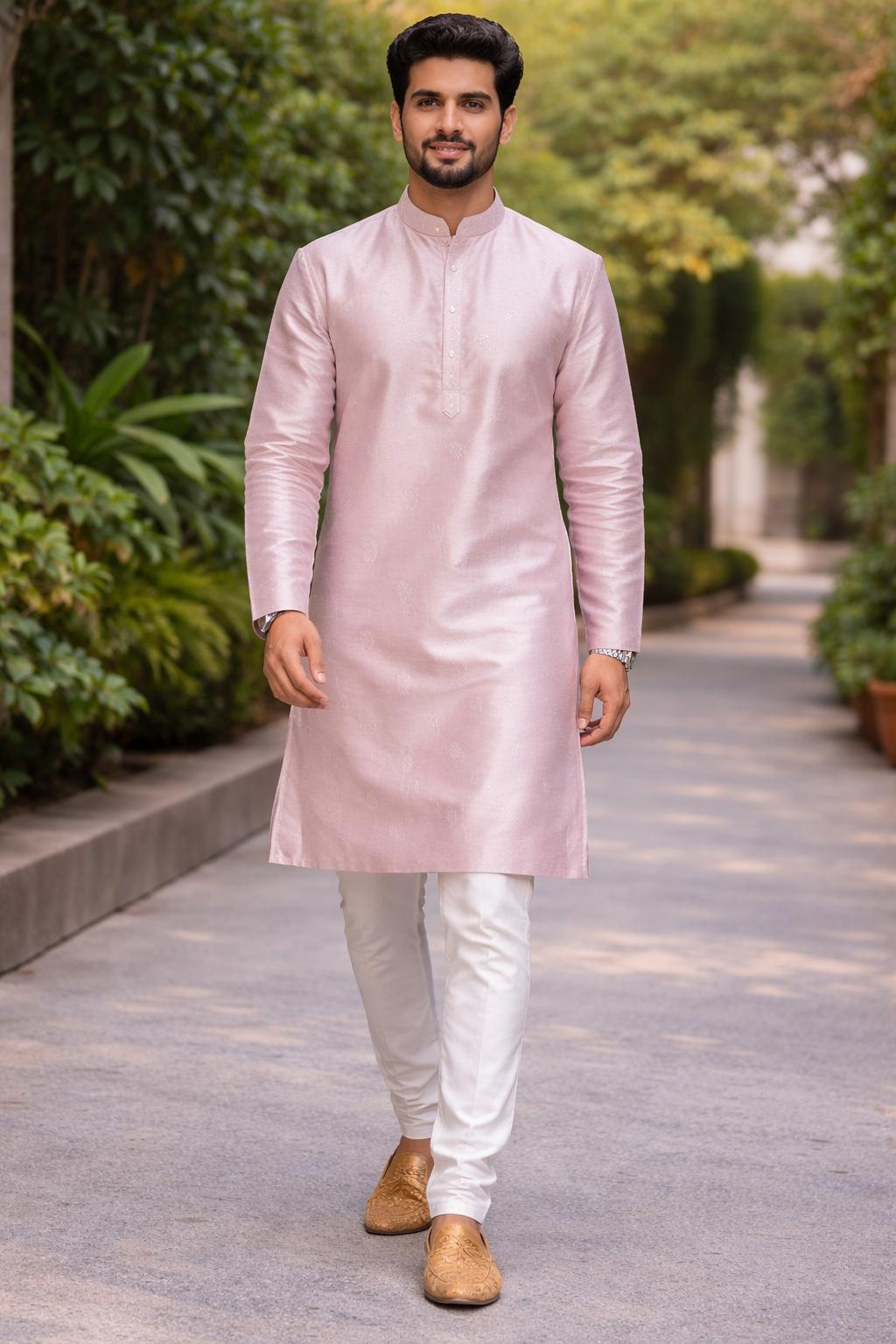 Lilac Mist Silk Kurta — Men's Wear at Trendy Closet, Morrisville NC