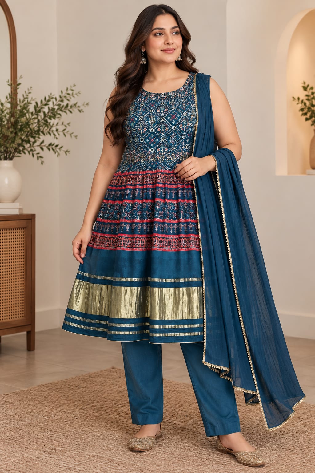 Indigo Azure Anarkali Set — Suit Set at Trendy Closet, Morrisville NC