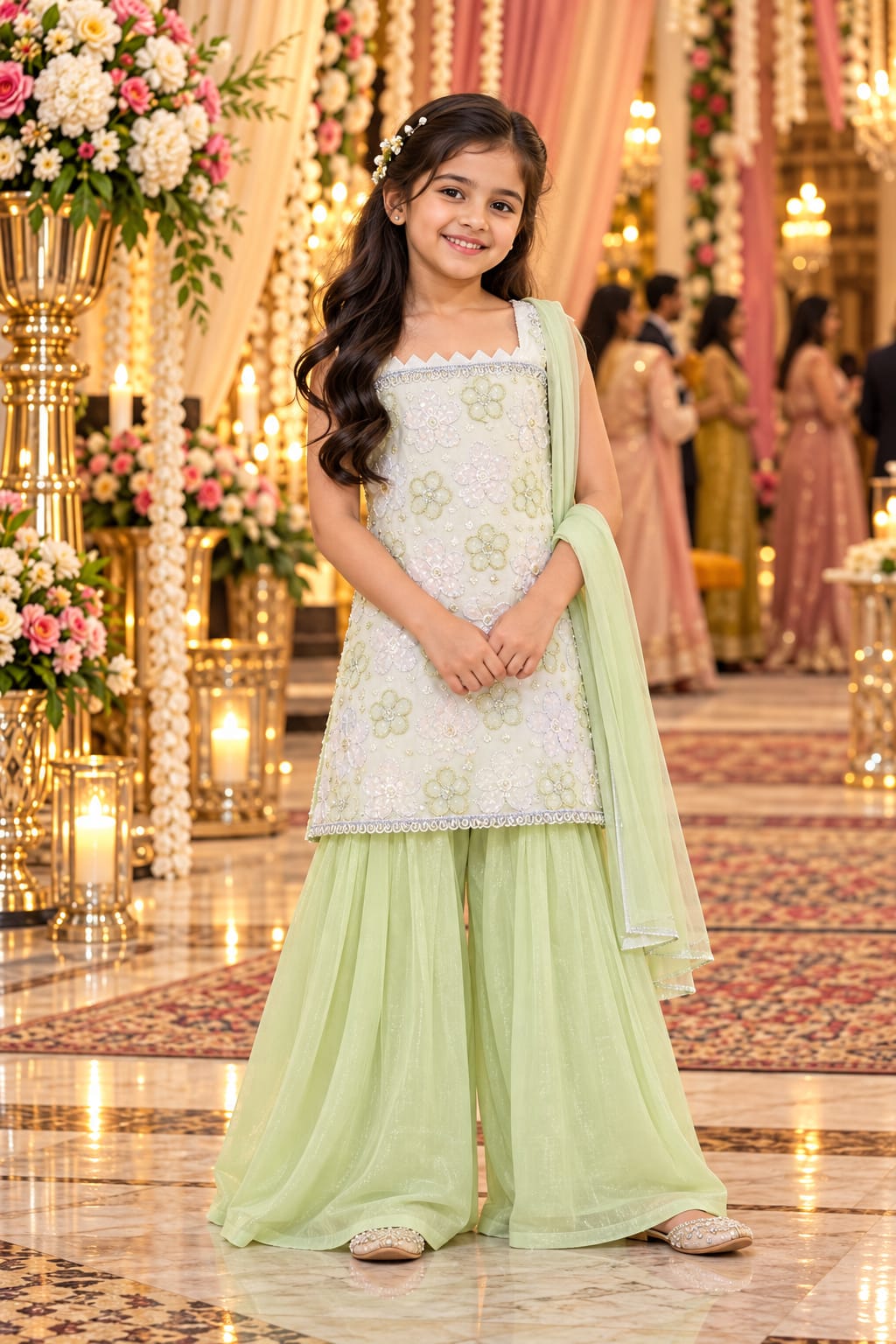 Pistachio Blossom Sharara — Kids - Girl at Trendy Closet, Morrisville NC