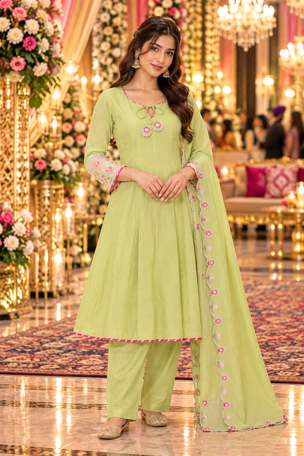 Pistachio Petal Anarkali Set — Suit Set at Trendy Closet, Morrisville NC