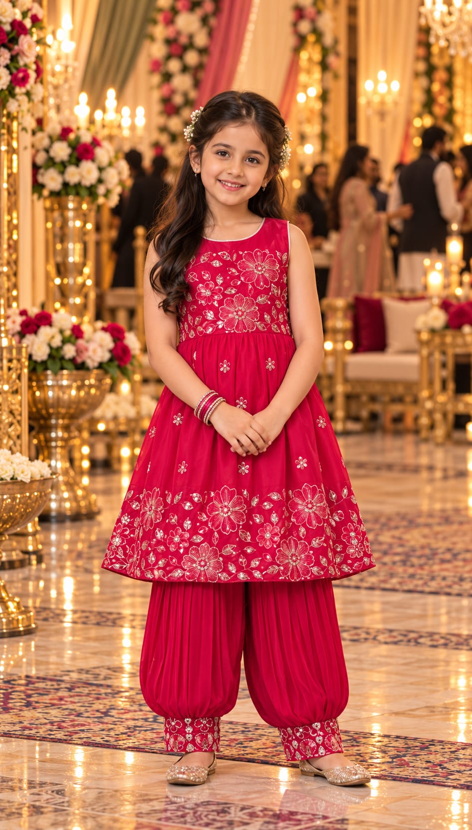 Ruby Blossom Sharara Set — Kids - Girl at Trendy Closet, Morrisville NC