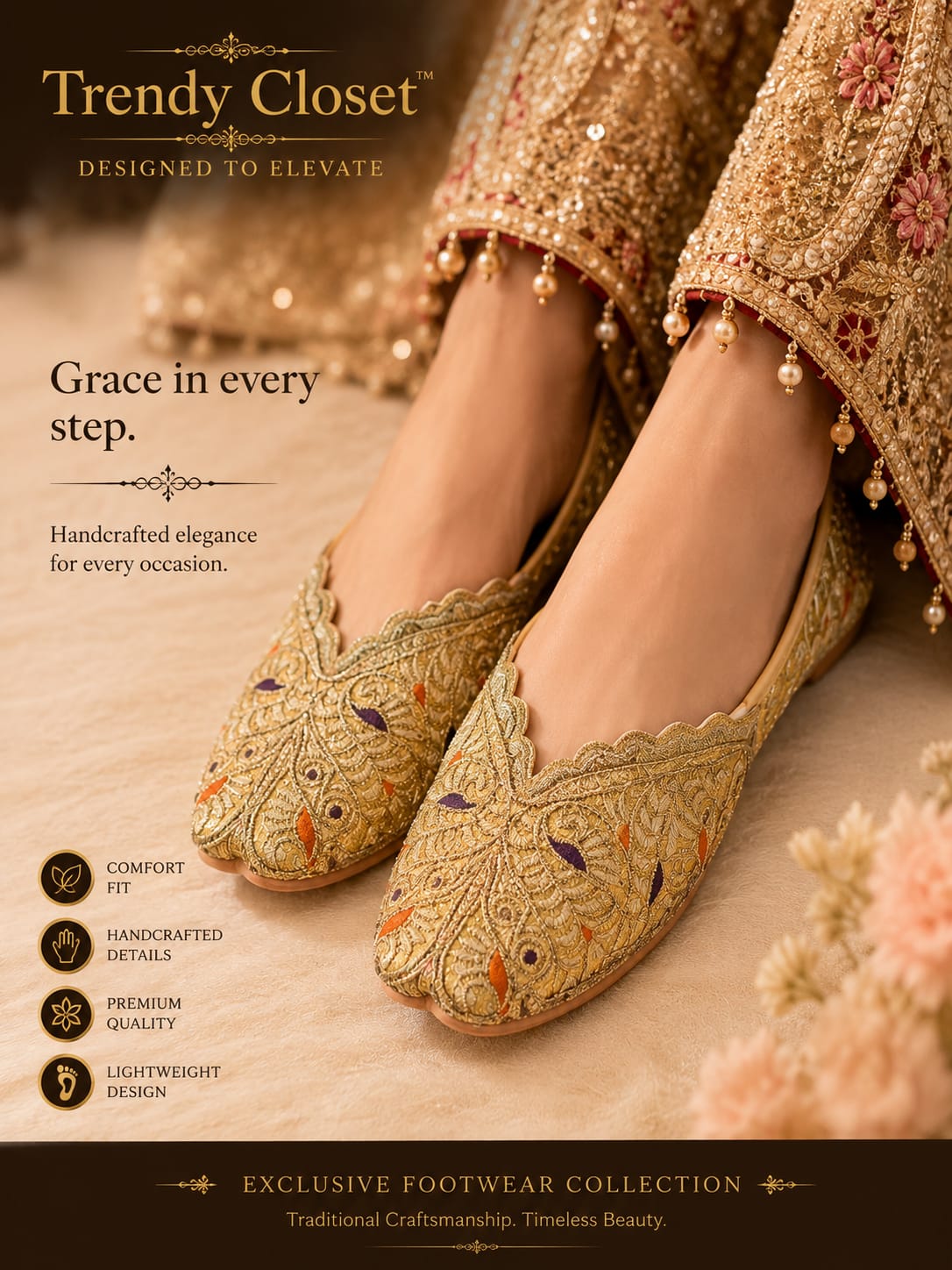 Gilded Scallop Mojaris — Footwear - Female at Trendy Closet, Morrisville NC