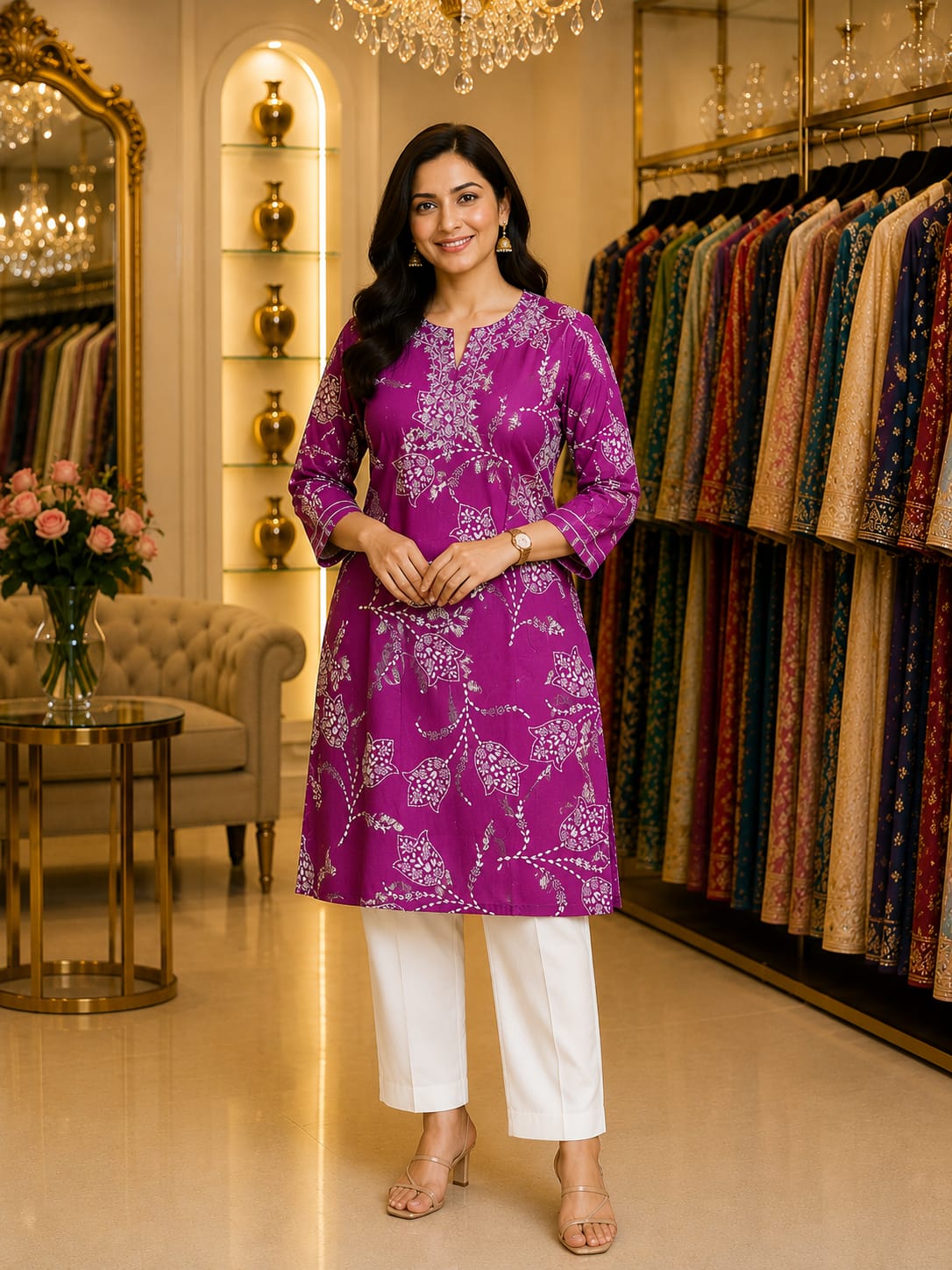 Magenta Orchid Foil Print Set — Suit Set at Trendy Closet, Morrisville NC