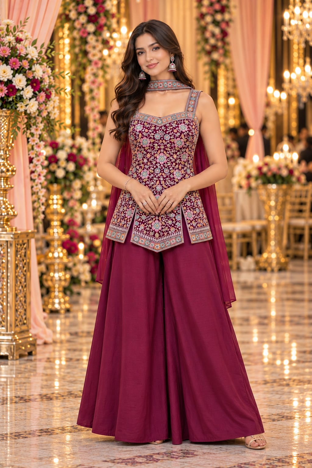 Mulberry Bloom Sharara Set — Sharara Suits at Trendy Closet, Morrisville NC