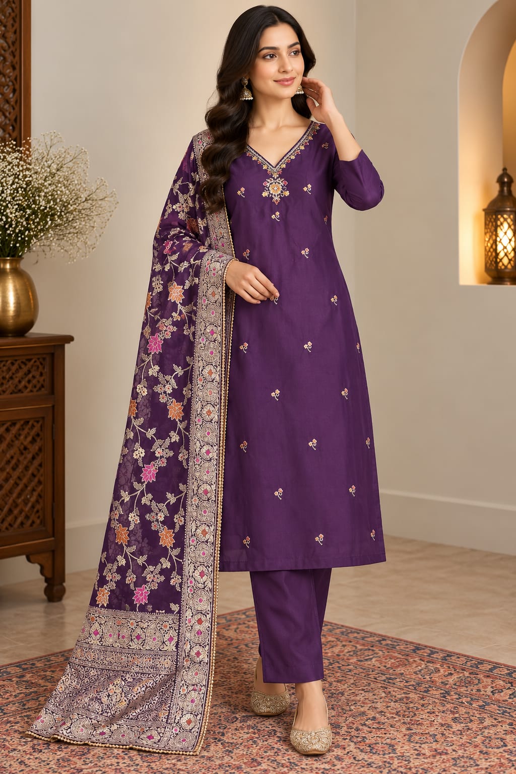 Royal Amethyst Silk Set — Suit Set at Trendy Closet, Morrisville NC