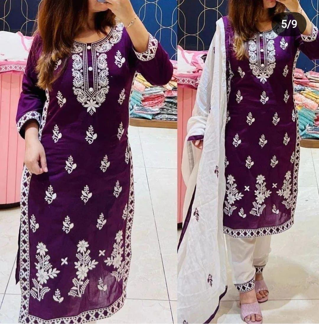 Royal Amethyst Chikankari Set — Suit Set at Trendy Closet, Morrisville NC