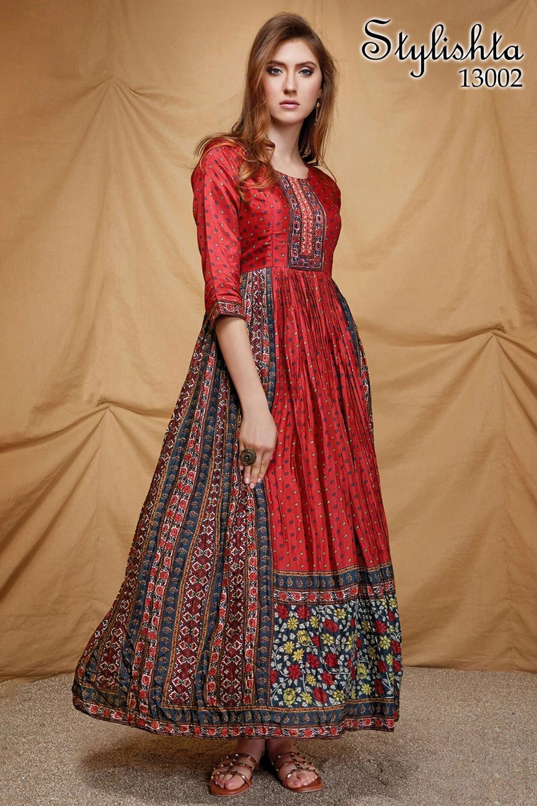 Crimson Heritage Ajrakh Gown — Kurti at Trendy Closet, Morrisville NC