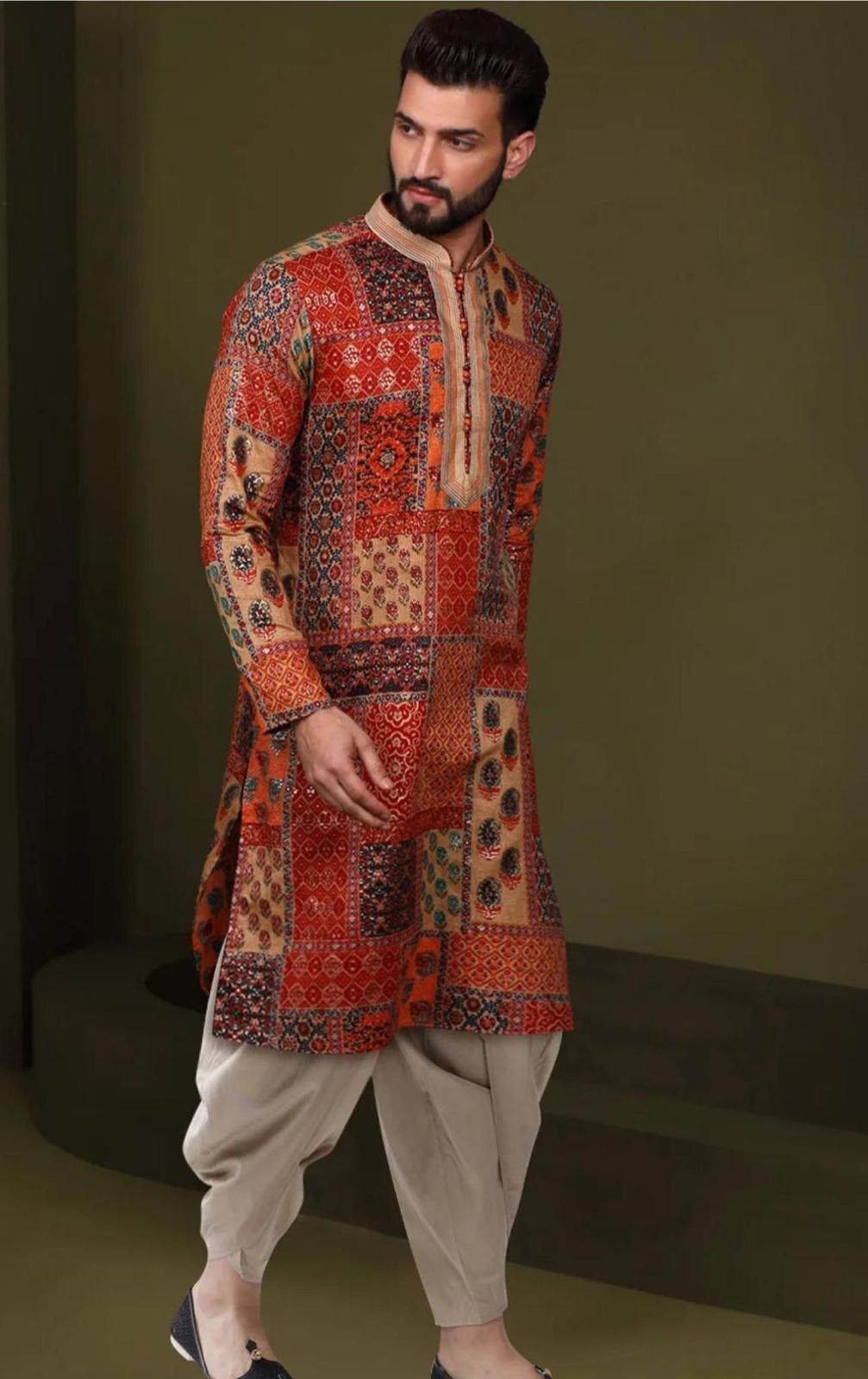Rustic Ajrakh Symphony — Men's Wear at Trendy Closet, Morrisville NC