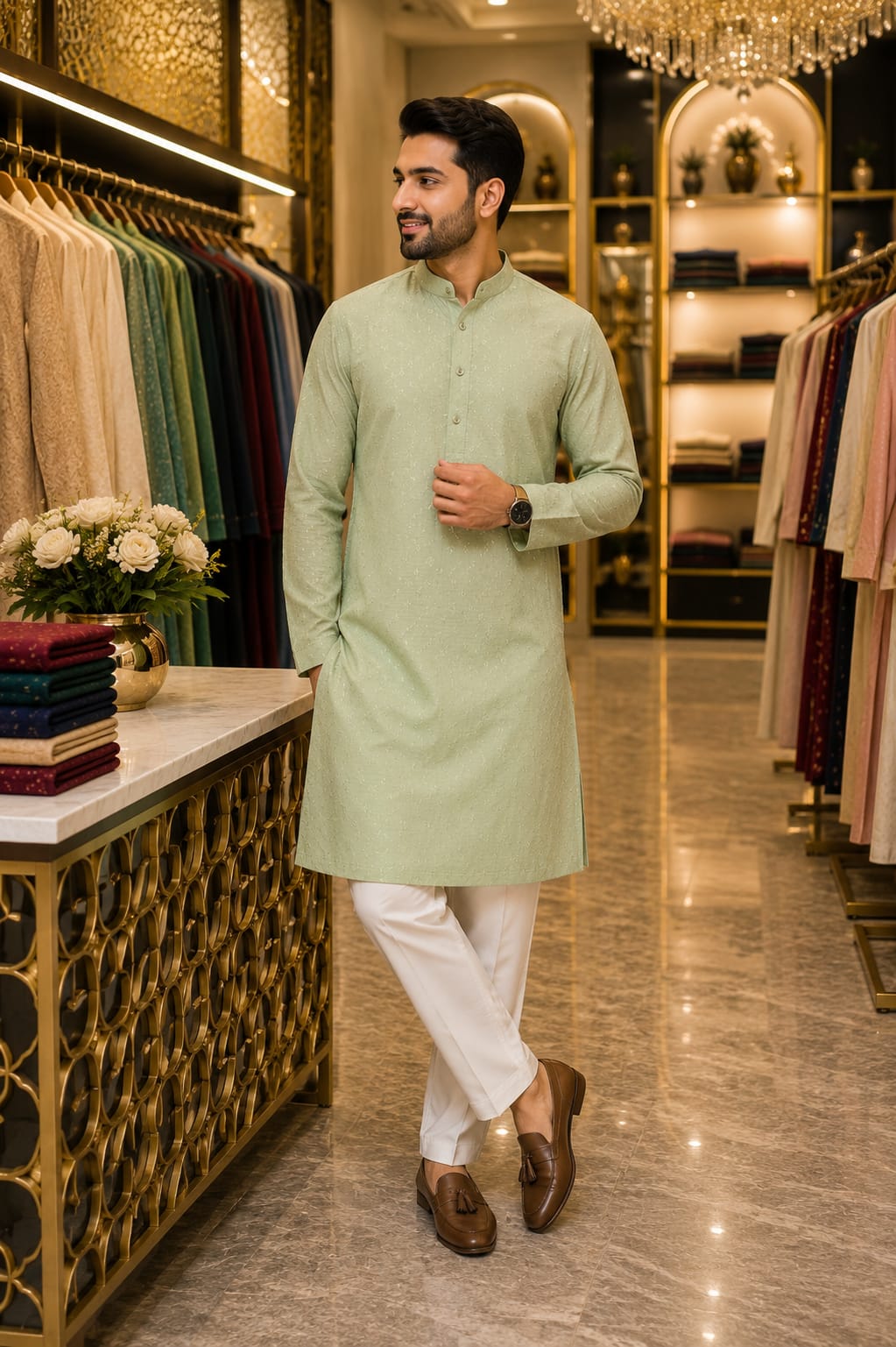 Sage Serenity Kurta Set — Men's Wear at Trendy Closet, Morrisville NC