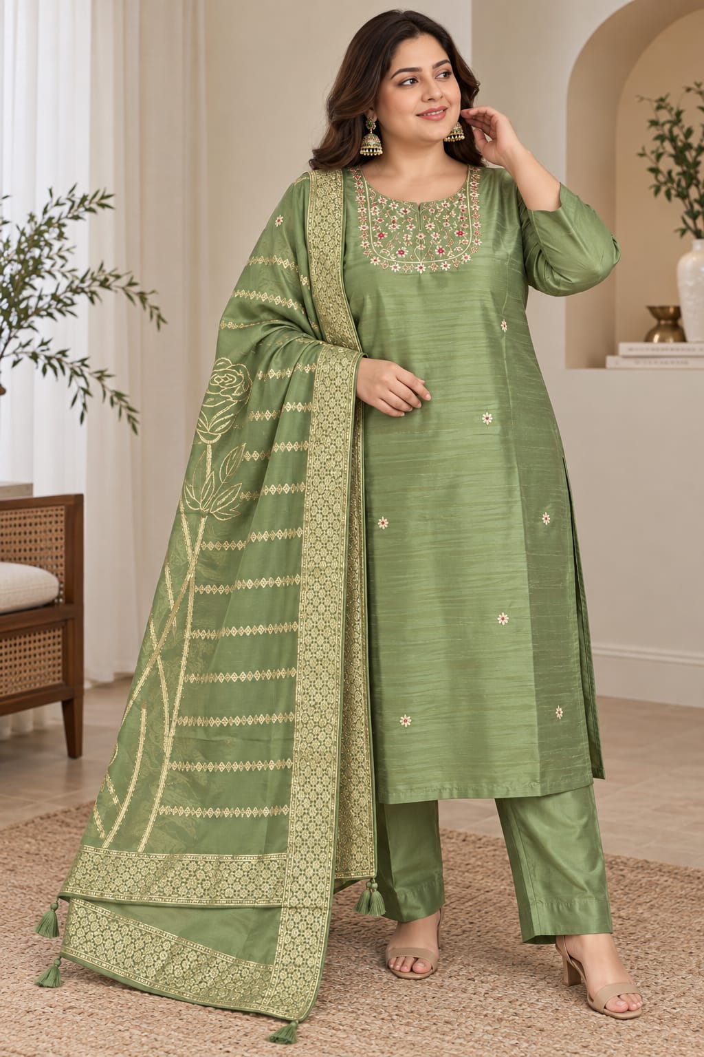 Sage Serenity Silk Set — Suit Set at Trendy Closet, Morrisville NC