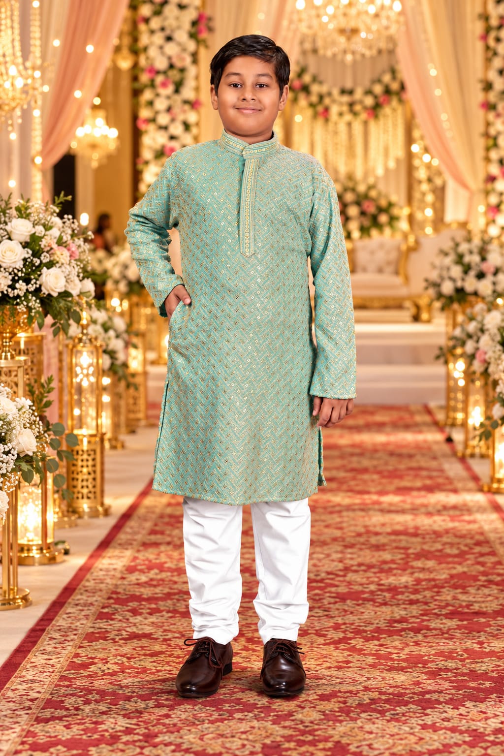 Seafoam Serenade Kurta Set — Kids - Boy at Trendy Closet, Morrisville NC