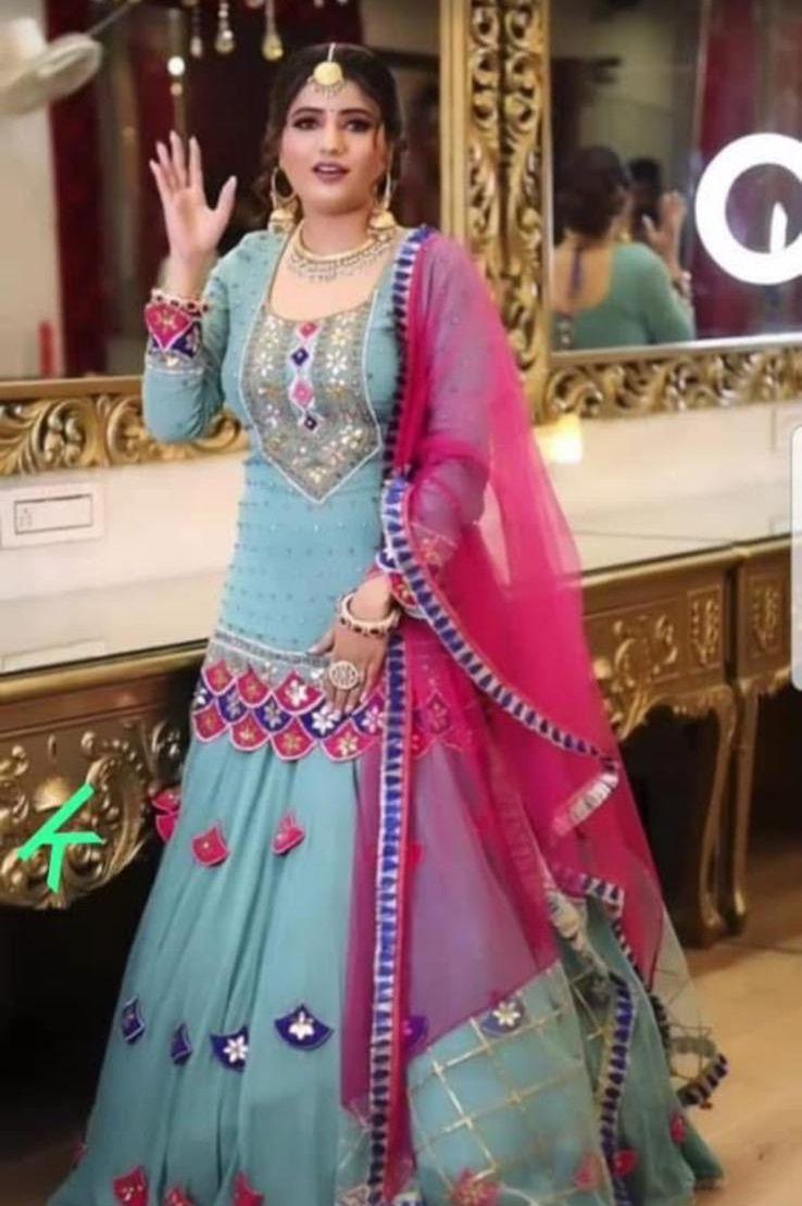 Azure Mirror Muse Sharara Set — Sharara Suits at Trendy Closet, Morrisville NC