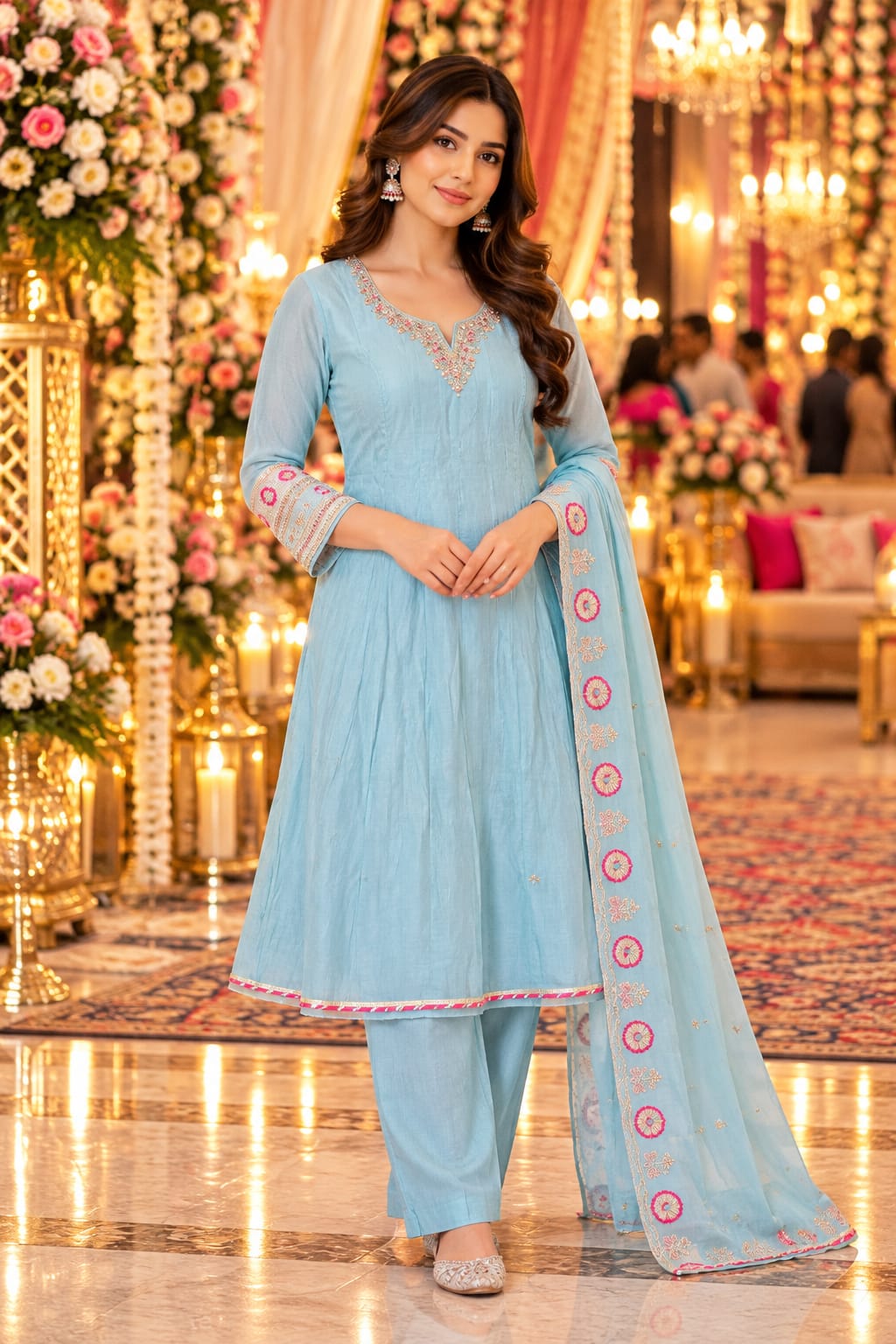 Azure Blossom Anarkali Set — Suit Set at Trendy Closet, Morrisville NC