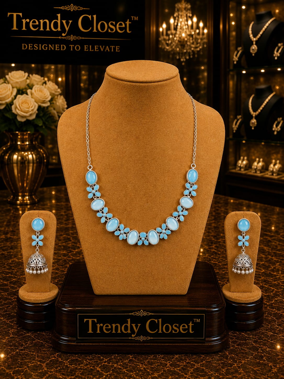 Azure Blossom Set — Accessories at Trendy Closet, Morrisville NC