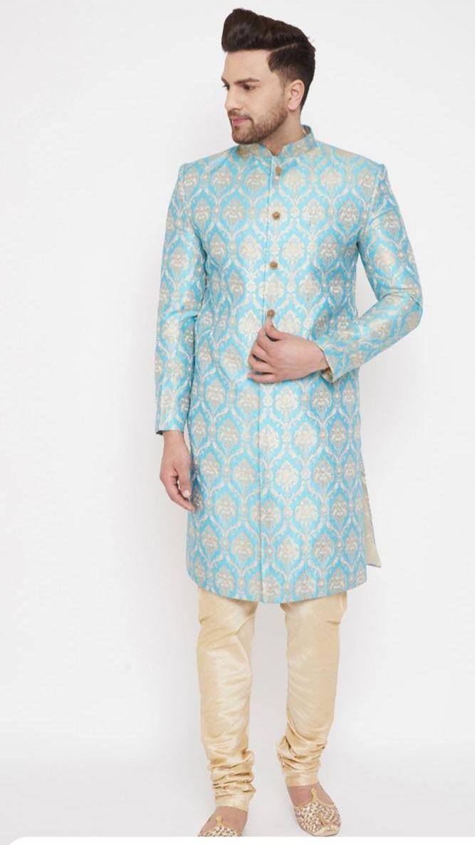 Azure Majesty Sherwani — Men's Wear at Trendy Closet, Morrisville NC