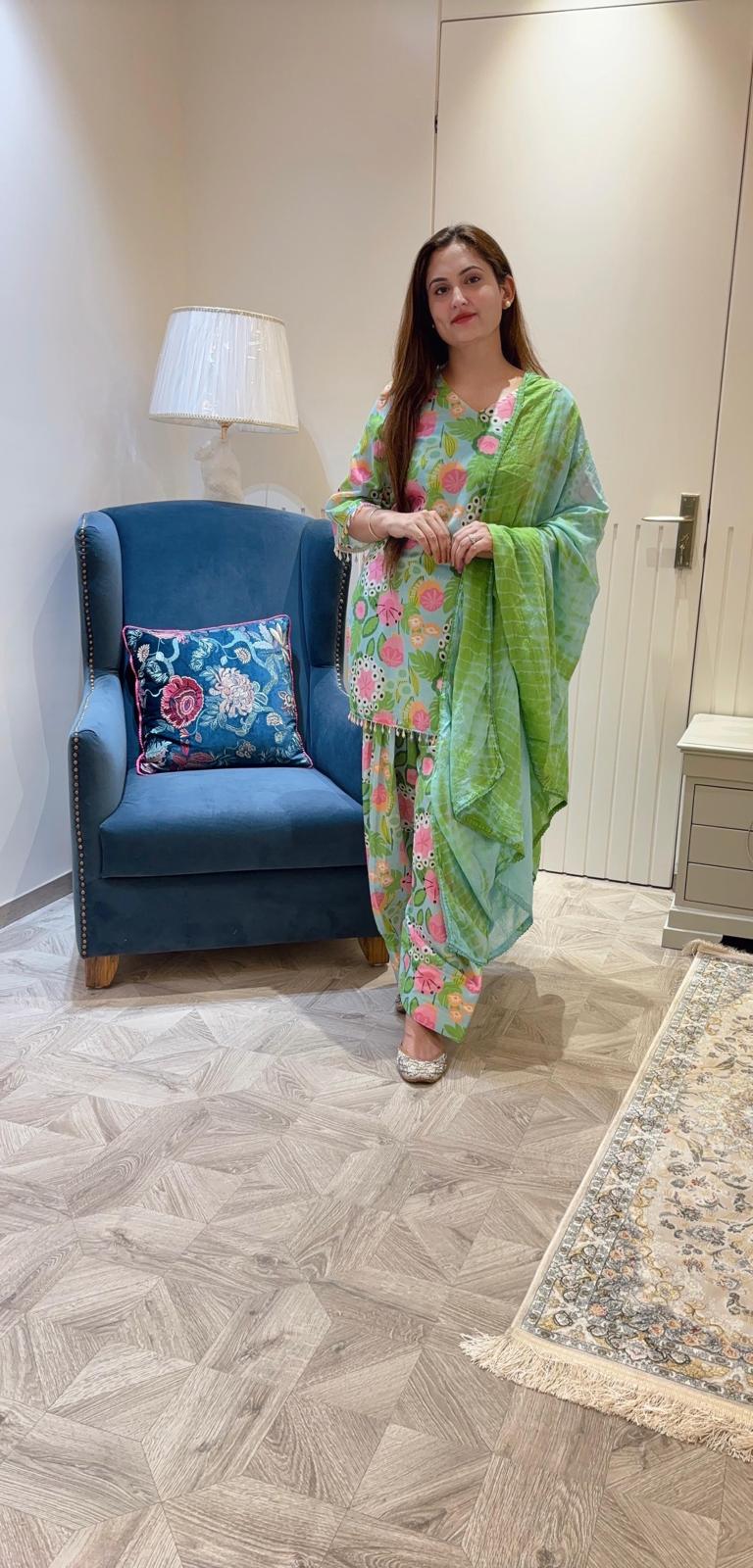 Azure Meadow Floral Suit — Suit Set at Trendy Closet, Morrisville NC