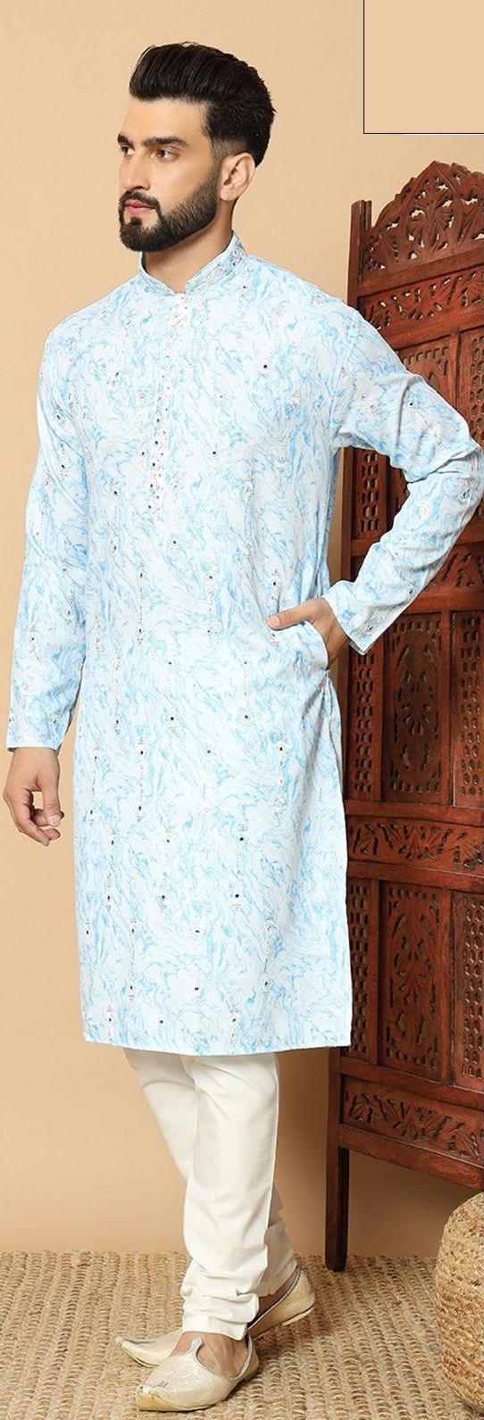 Sky Marble Printed Men's Kurta Set — Men's Wear at Trendy Closet, Morrisville NC