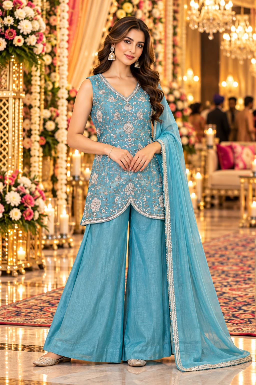 Azure Bloom Sharara Set — Sharara Suits at Trendy Closet, Morrisville NC