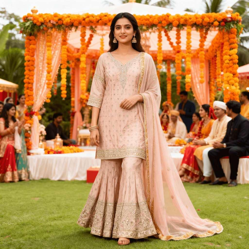 Blush Blossom Sharara Set — Sharara Suits at Trendy Closet, Morrisville NC