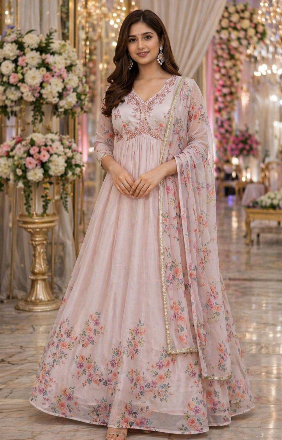 Blush Meadow Anarkali — Suit Set at Trendy Closet, Morrisville NC