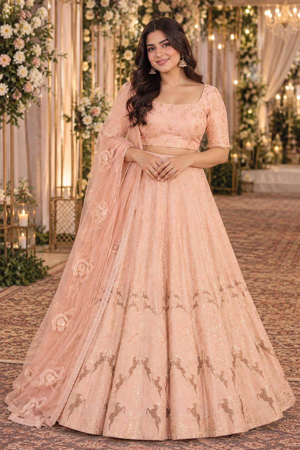 Blush Nectarine Lehenga — Lehengas at Trendy Closet, Morrisville NC