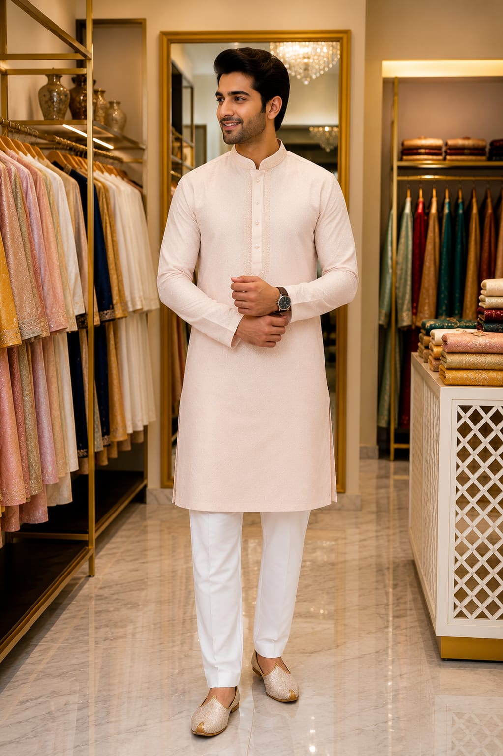 Blush Serenity Kurta Set — Men's Wear at Trendy Closet, Morrisville NC