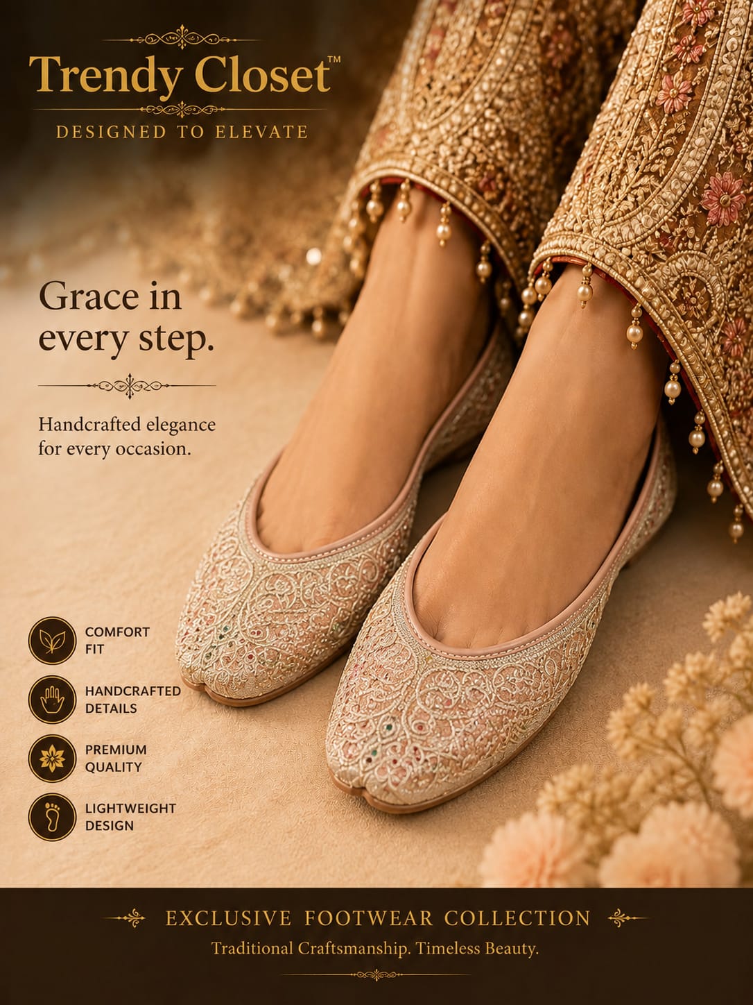 Ethereal Blush Juttis — Footwear - Female at Trendy Closet, Morrisville NC