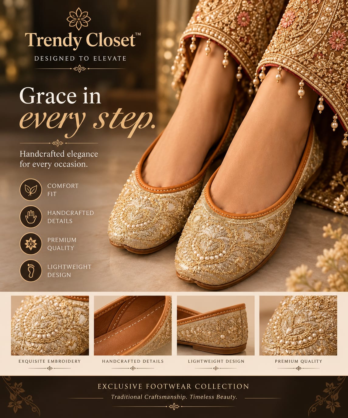 Gilded Heirloom Juttis — Footwear - Female at Trendy Closet, Morrisville NC