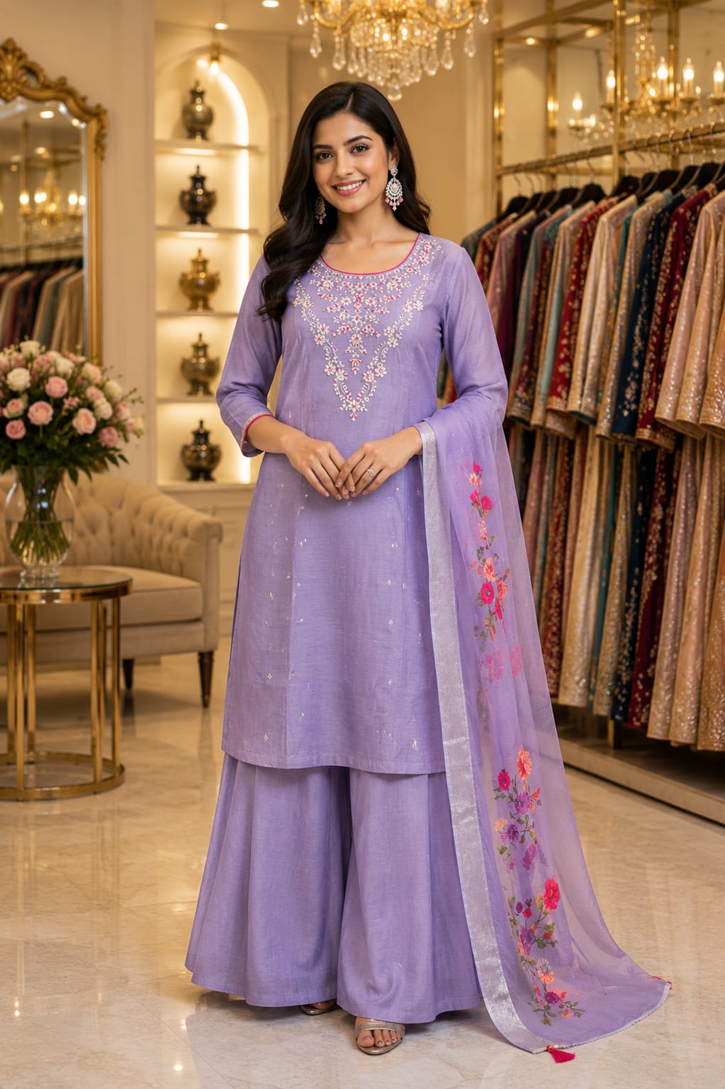 Lavender Gardenia Sharara Set — Sharara Suits at Trendy Closet, Morrisville NC