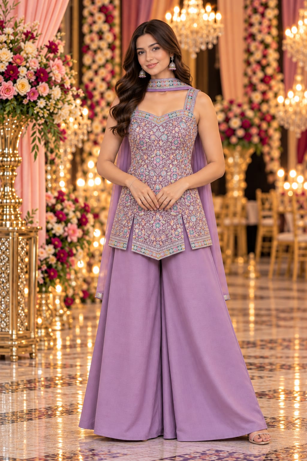 Lavender Lilac Resham Palazzo Set — Palazzo Set at Trendy Closet, Morrisville NC