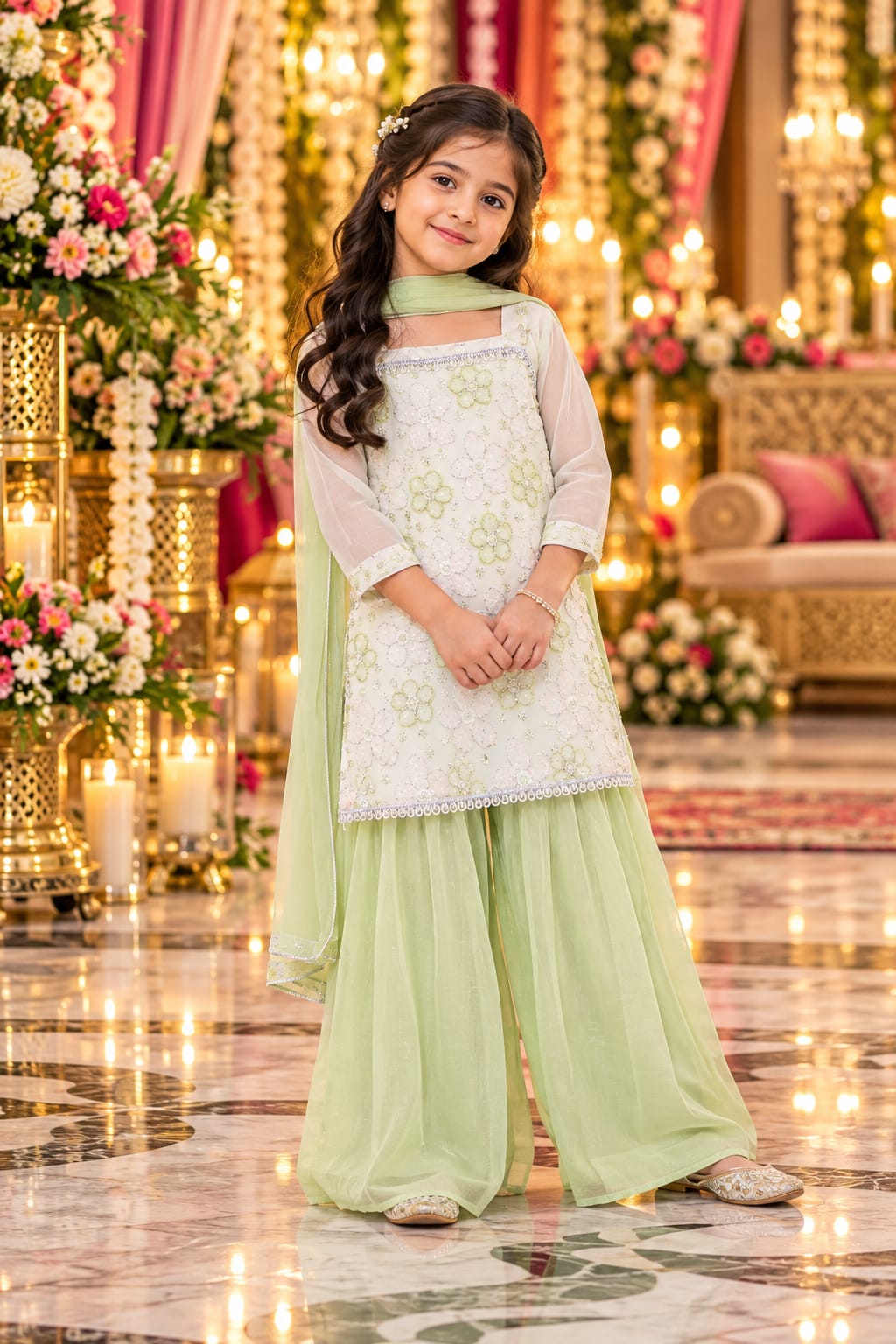 Mint Blossom Sharara Set — Kids - Girl at Trendy Closet, Morrisville NC