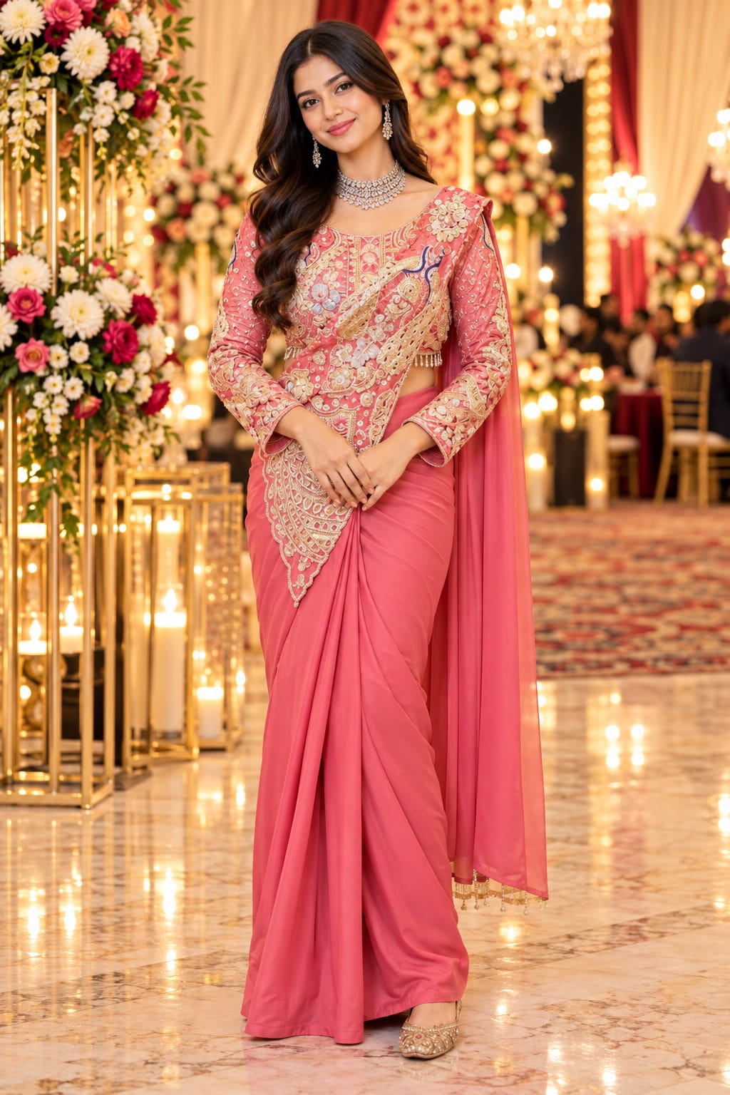 Petal Pink Blossom Saree — Sarees at Trendy Closet, Morrisville NC