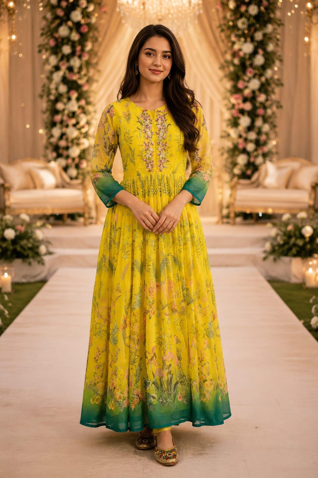 Saffron Meadow Anarkali — Suit Set at Trendy Closet, Morrisville NC