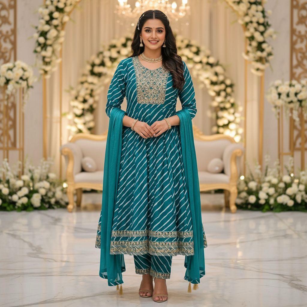 Azure Leheriya Splendor — Suit Set at Trendy Closet, Morrisville NC