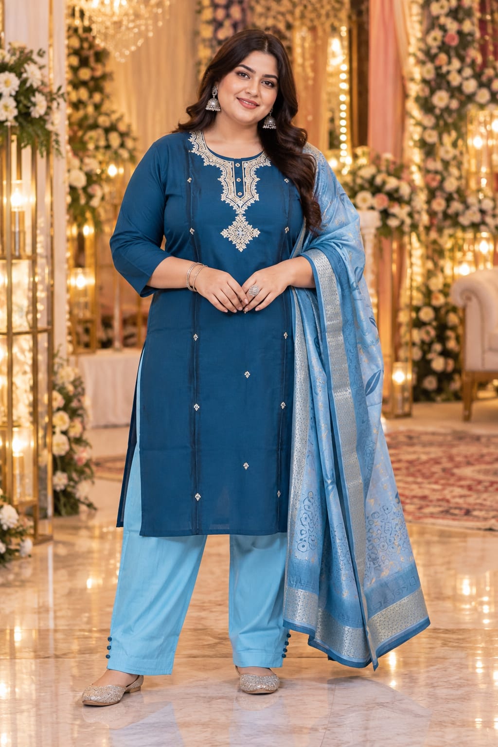 Azure Peacock Pant Set — Suit Set at Trendy Closet, Morrisville NC