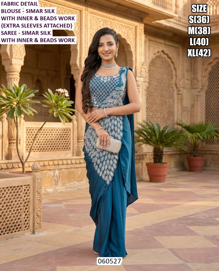 Oceanic Simar Silk Saree — Sarees at Trendy Closet, Morrisville NC