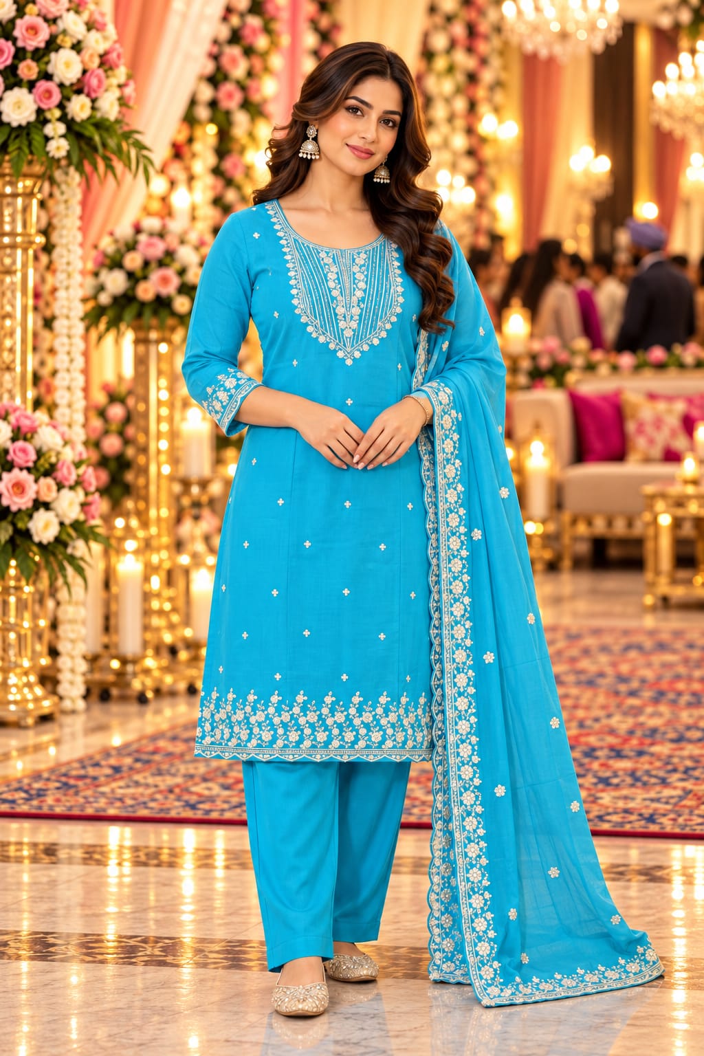 Azure Blossom Resham Suit — Suit Set at Trendy Closet, Morrisville NC