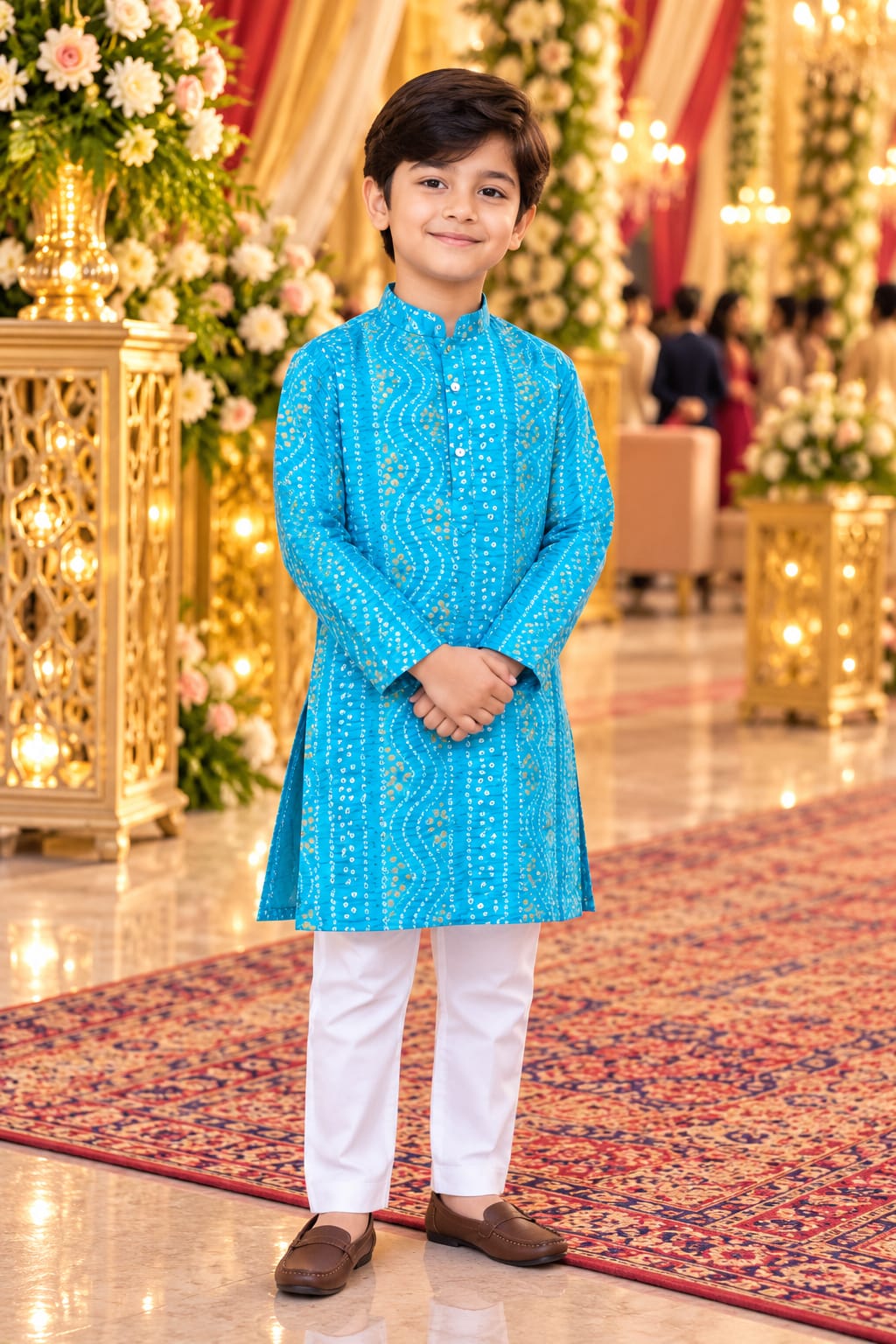Azure Wave Bandhani Kurta Set — Kids - Boy at Trendy Closet, Morrisville NC