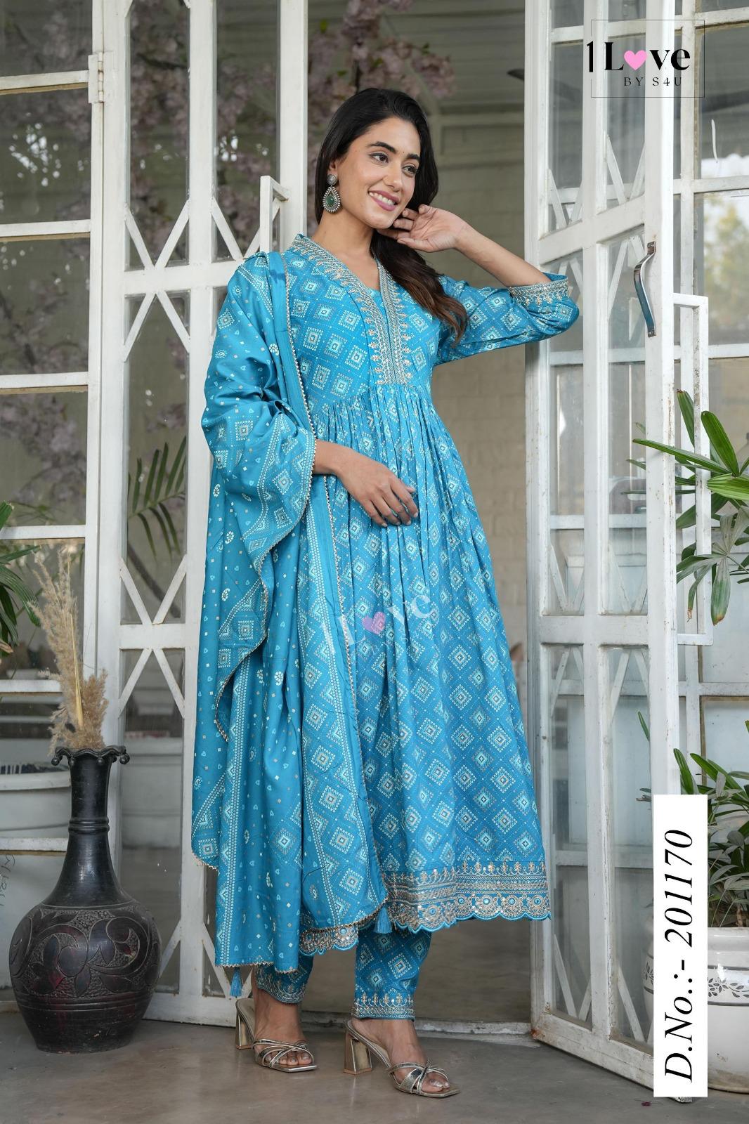 Cerulean Bandhani Dream — Suit Set at Trendy Closet, Morrisville NC
