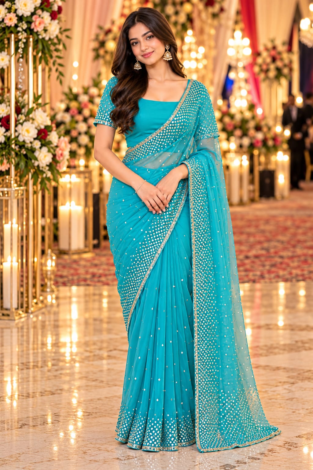 Azure Mirror Radiance Saree — Sarees at Trendy Closet, Morrisville NC