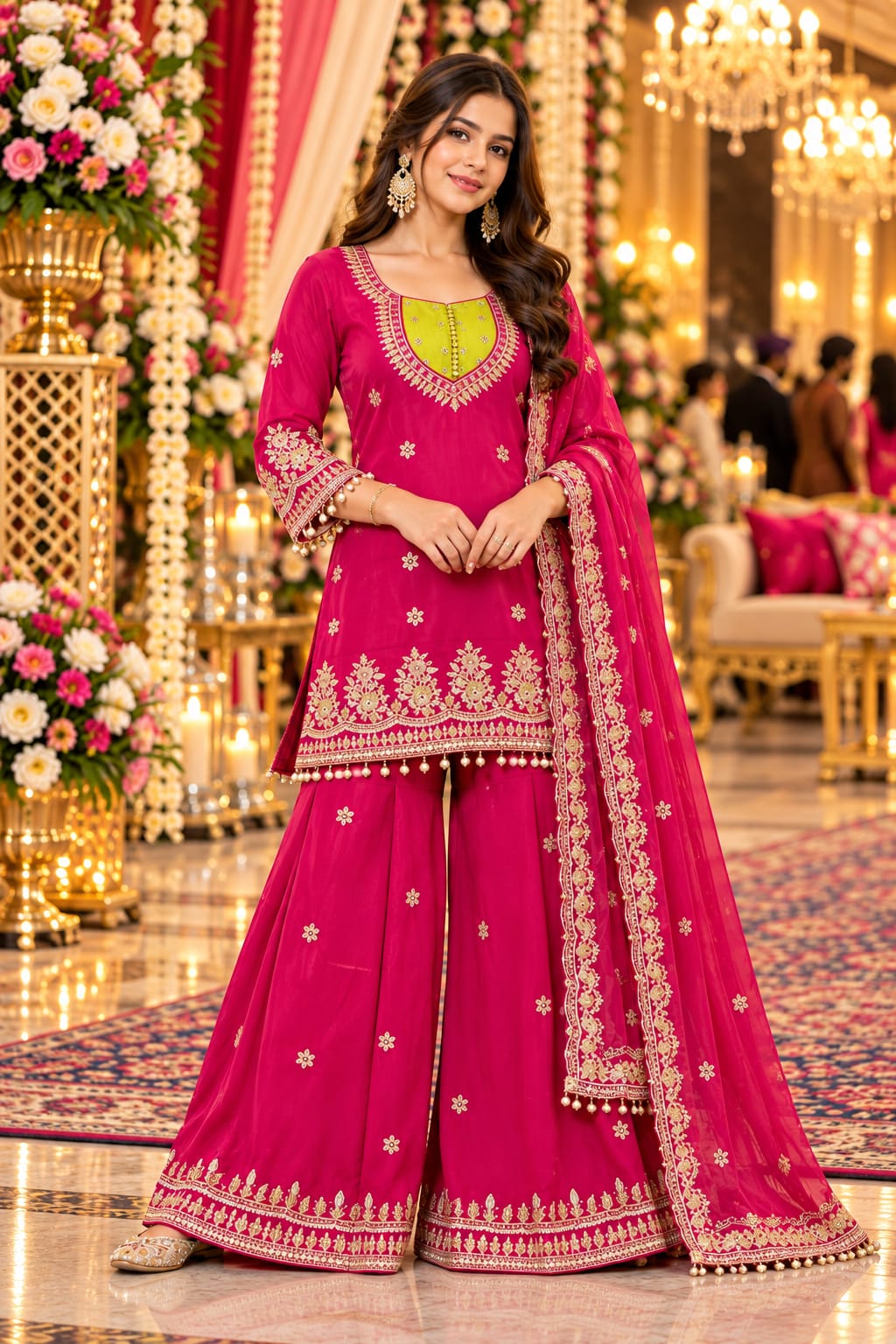 Fuchsia Radiance Sharara Set — Sharara Suits at Trendy Closet, Morrisville NC